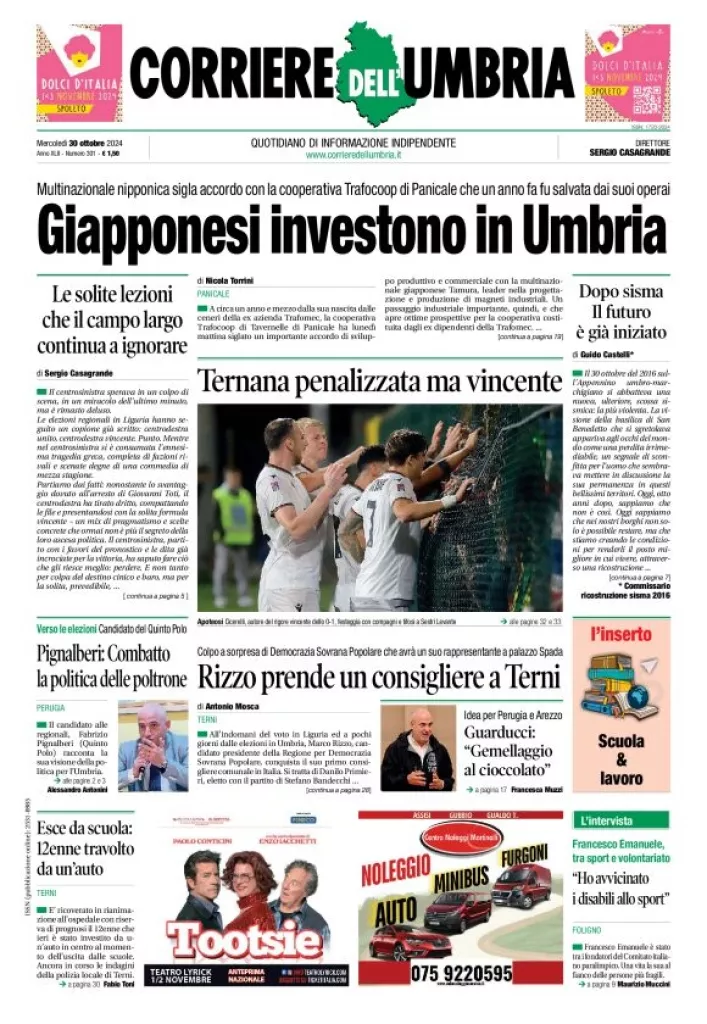 Prima-pagina-corriere umbria-del-2024-10-30